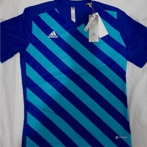 Adidas Aqua and Navy Striped Top